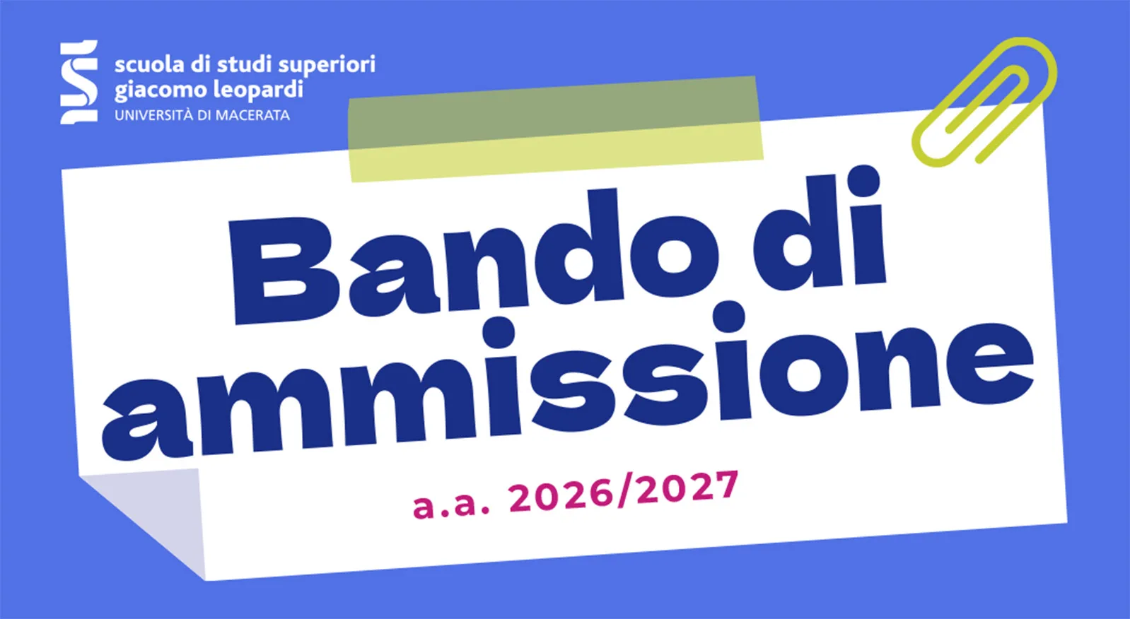 Post-it: Bando di ammissione 2026/27